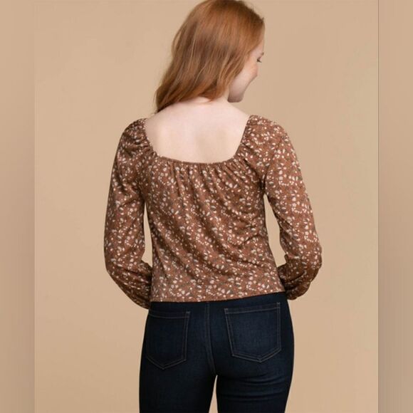 Ripe Long Sleeve Ruched Front Lightly-ribbed V-neck Women's Size XL Top - Picture 3 of 8